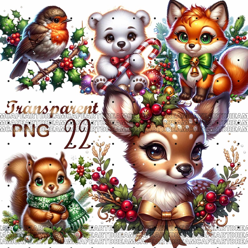 22 PNG, Christmas Animals, Winter Animals Clipart Bundle Set 2 ...