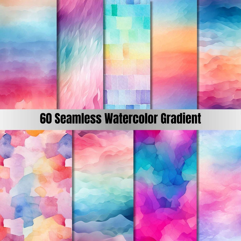 60 Seamless Printable Gradient Digital Paper, Gradient Digital Papers ...