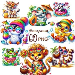 summer graphics, summer animals png, summer clipart, sunglasses clipart, animal clipart, animal printables, beach animals png, cartoon animals png, cute animal png, fun animal art, summer wildlife art, sunny day animals, vacation animals png