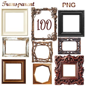100 PNG Wooden Frame Clipart Bundle, Vintage Natural Frame  Illustrations Graphics Designs, Digital Download, Commercial Use,Commercial Use