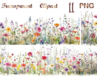 11 Floral Border png, Floral clipart, watercolor flower border, wildflower clip art, wildflower frame, sublimation, png, sublimation png