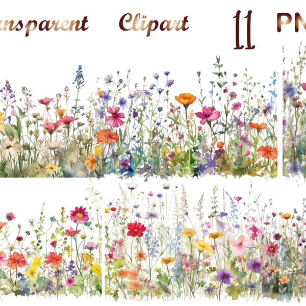 11 Blumen Border png, Blumen Clipart, Aquarell Blumen Grenze, Wildblumen Clip Art, Wildblumen Rahmen, Sublimation, png, Sublimation png