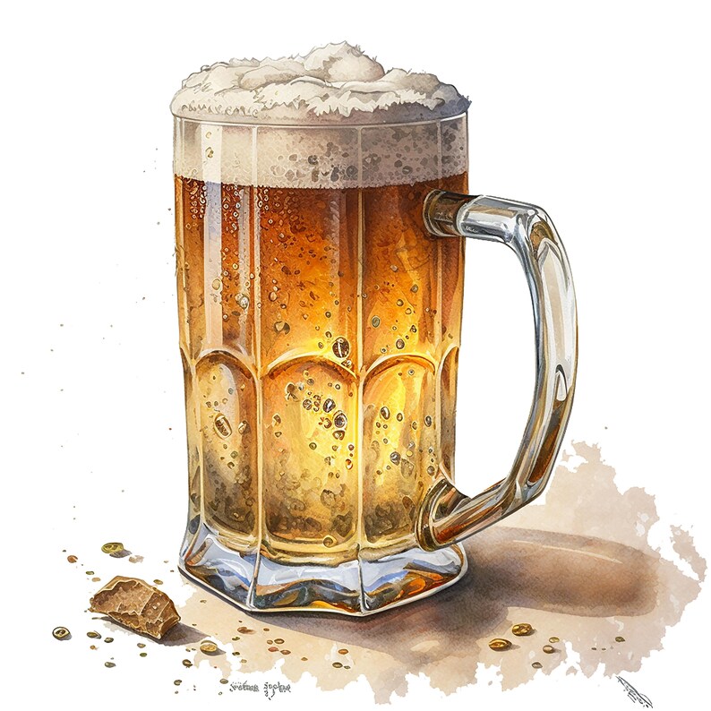 Pu&ograve; includere: Una boccale di vetro riempita di birra ambrata chiara con una spessa schiuma bianca. Il boccale ha un manico e si trova su una superficie marrone chiaro.