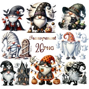 26 PNG, Halloween Gnome clipart bundle, gnome clipart bundle, autumn gnome,autumn fall gnome clipart, happy fall gnome,gnome clipart pumpkin image 1