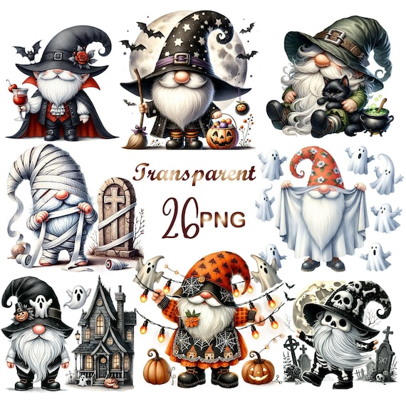 26 PNG, Halloween Gnome clipart bundle, gnome clipart bundle, autumn gnome,autumn fall gnome clipart, happy fall gnome,gnome clipart pumpkin