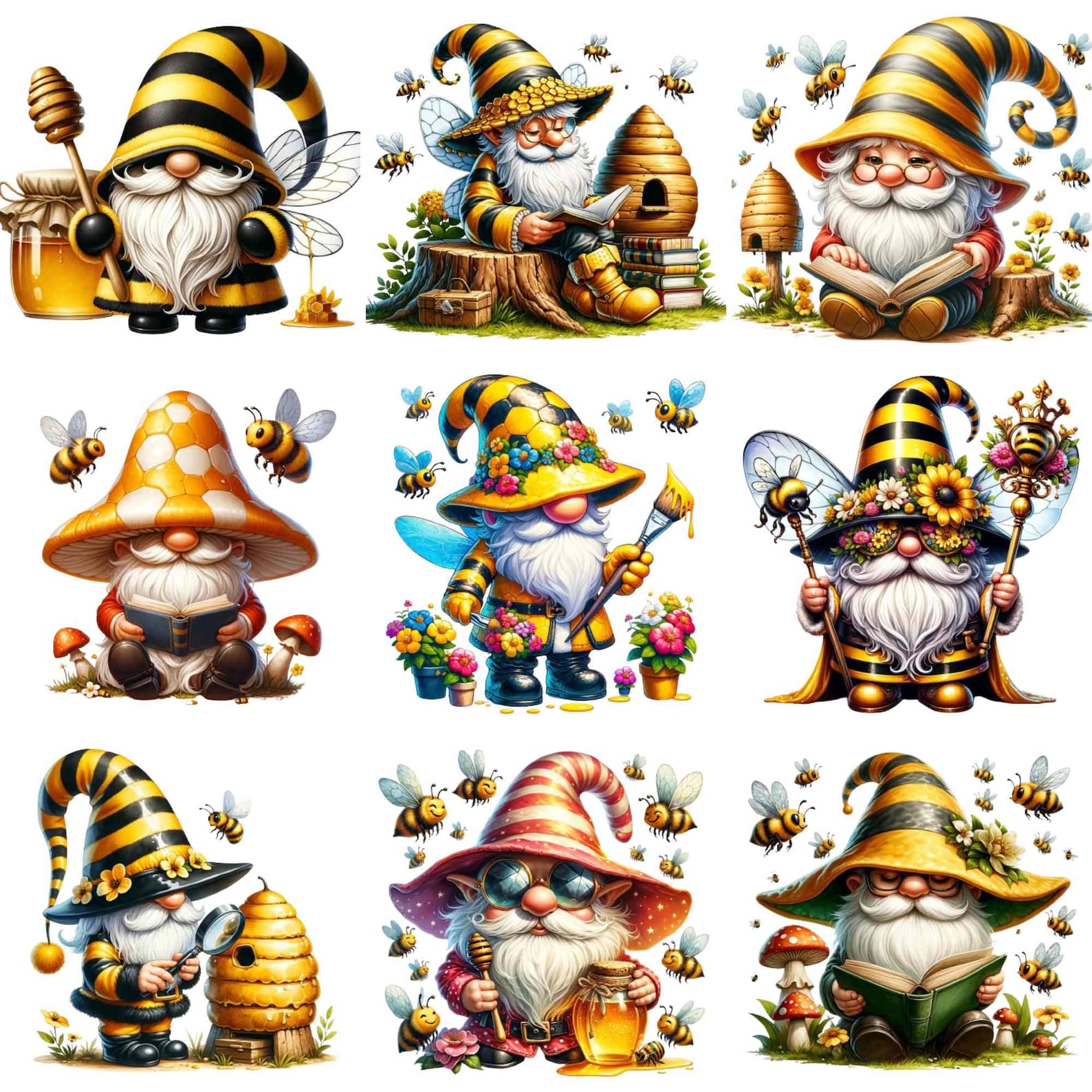 27 PNG Bee Gnome Clipart, Bee Gnome Watercolor, Bee Gnome With Wings ...