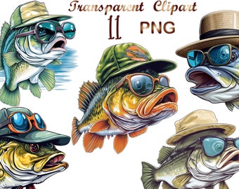 11 Bass Fish PNG, Funny Bass Fish,Watercolor Bass, Fish Clipart, Fish PNG, Fishing Fish png, Fishing png, Commercial Use, Digital Download