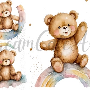 6 Teddy Bear Clipart JPGs, High Quality, Digital Planner, Paper crafts, Watercolor, Teddy bear, Teddy Bear,Cute Teddy bear,Teddy clipart