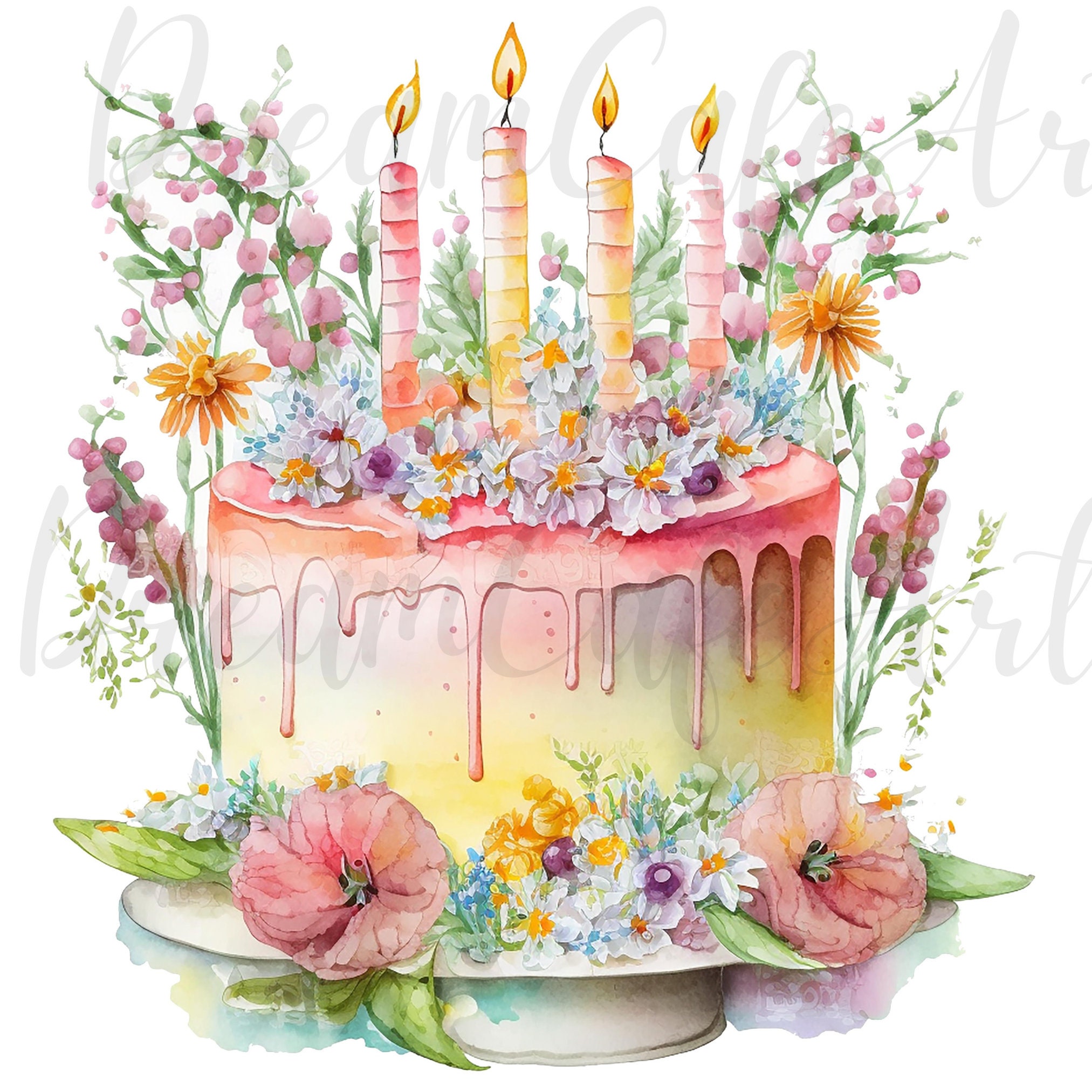 11 Colorful Birthday Cake Clipart - High Quality Jpgs - Digital Planner ...