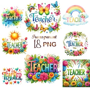 18 PNG, Aquarell Lehrer Clipart Bundle, Lehrer Sublimation, Sublimation Clipart, Bunte Lehrer, Lehrer png, Digitaler Download, Kartenherstellung