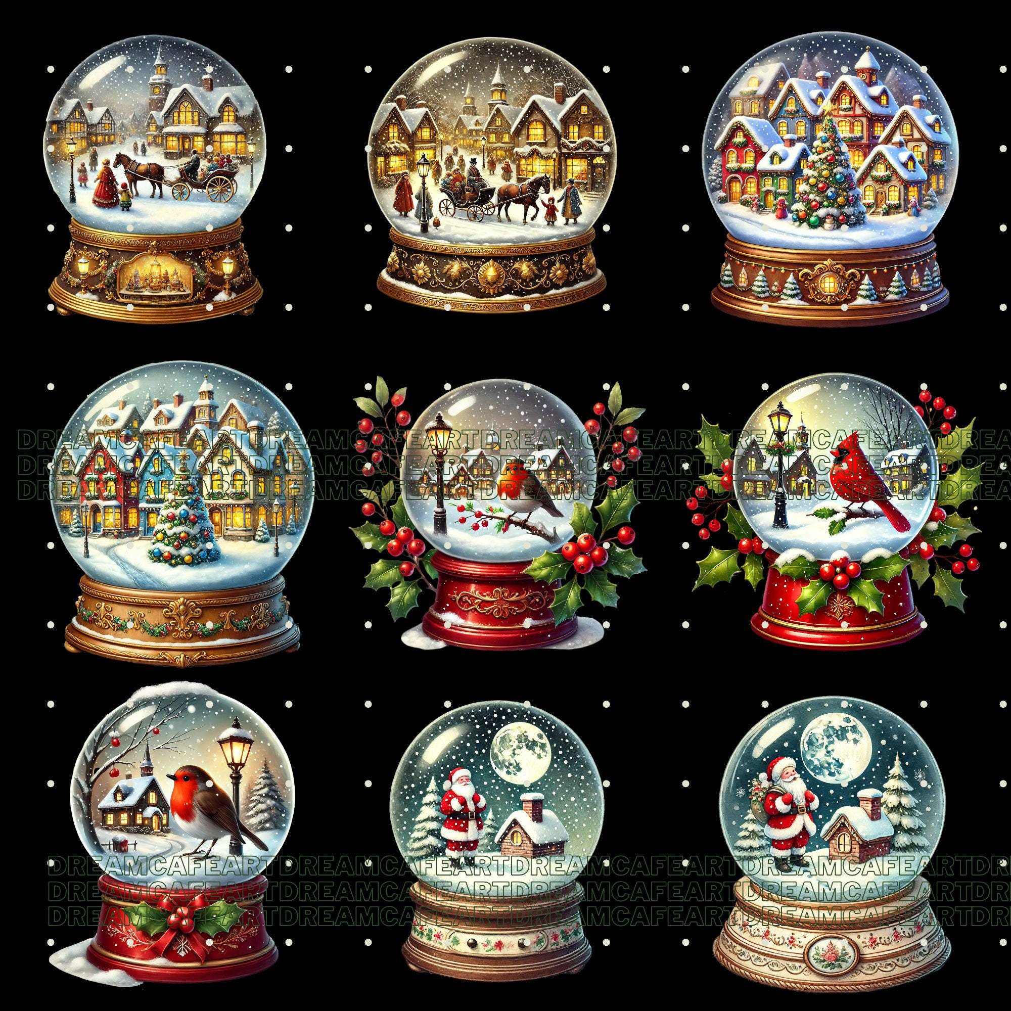 Winter Snowglobes Clipart Bundle 130 PNG – Christmas Festive Snow Globe ...