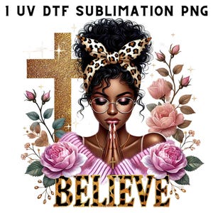 1 PNG, Black Girl Praying Clipart, Black Woman Faith Clipart, Jesus and Faith, Black girl clipart,afro girl clipart,Sublimation,dtf png,dtf
