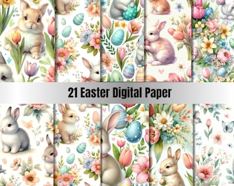 21 Printable  Easter Digital Paper,JPGs,Easter bunny Background,Easter Backdrop,Easter Junk Journal Paper