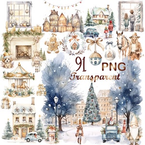 91 Cozy Christmas Clipart PNG, Ornaments Clipart,Christmas Clipart,Boho Christmas,Watercolor Clipart,Watercolor Christmas,Christmas Wreath