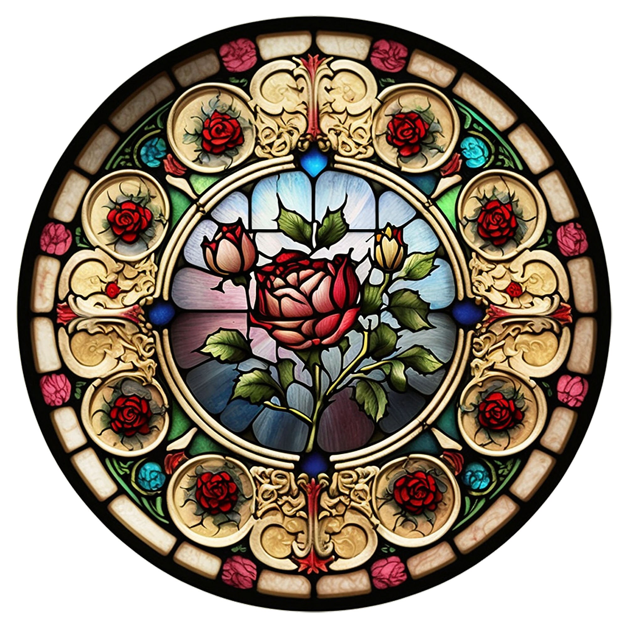 14 Stained Glass Roses Png Glass Roses Clipart Watercolor Etsy