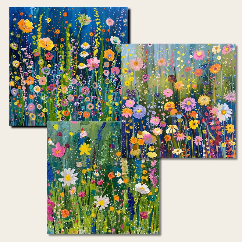 40 Watercolor Wildflowers Digital Paper Set, Spring Flowers Junk ...