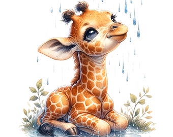 12 PNG/JPG, Baby Giraffe Clipart, FGiraffe Nature clipart, Wall Art, Paper Craft, Apparel, Digital Prints. Commercial Use