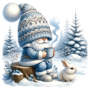 14 PNG Winter Gnome Clipart, Christmas clipart, Digital Download, Card Making, Mixed Media, Digital Paper Craft,winter gnome png
