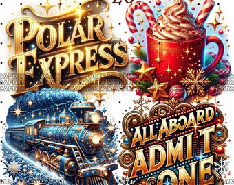 Polar Express PNG Digital Download, 20 PNG Funny Christmas PNG Clip Art, North Pole Magic, Christmas Gift For Family, Xmas Shirt Designs