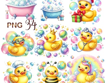 34 PNG, Rubber Duck Clipart bundle png, Duck tshirt, Duck tshirt png, Rubber Duck clipart,sublimation design,Commercial Use,Digital download