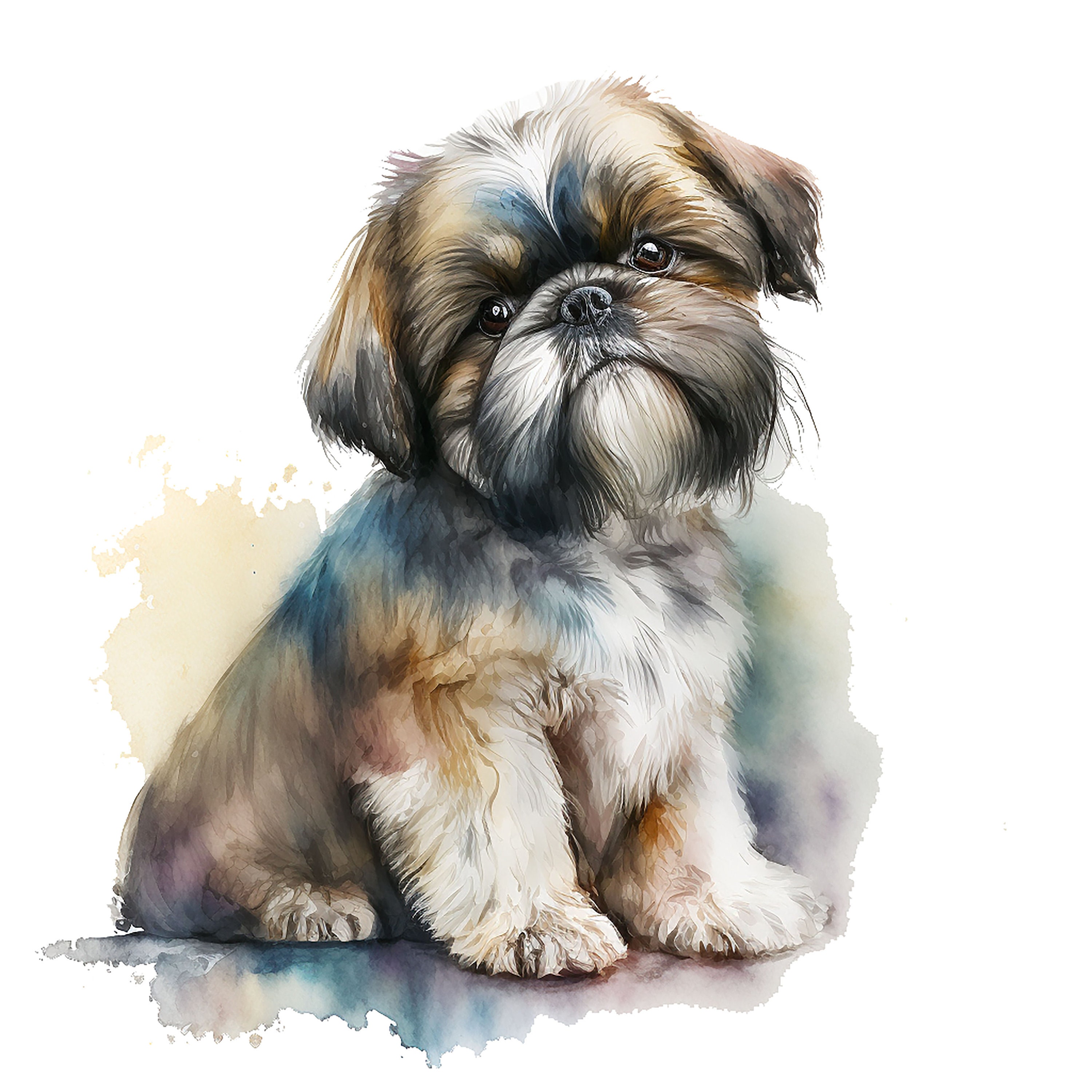 10 Shih Tzu Puppy Clipart Jpgs, High Quality Jpgs, Watercolor Clipart ...
