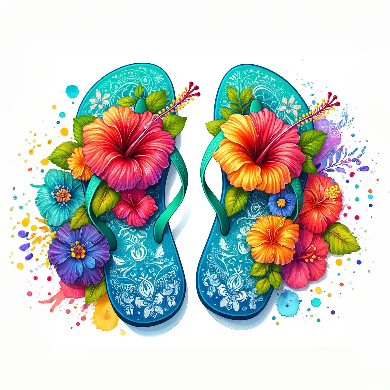 14 Png,jpgs, Watercolor Flip Flops Clipart Bundle, Summer Clipart ...