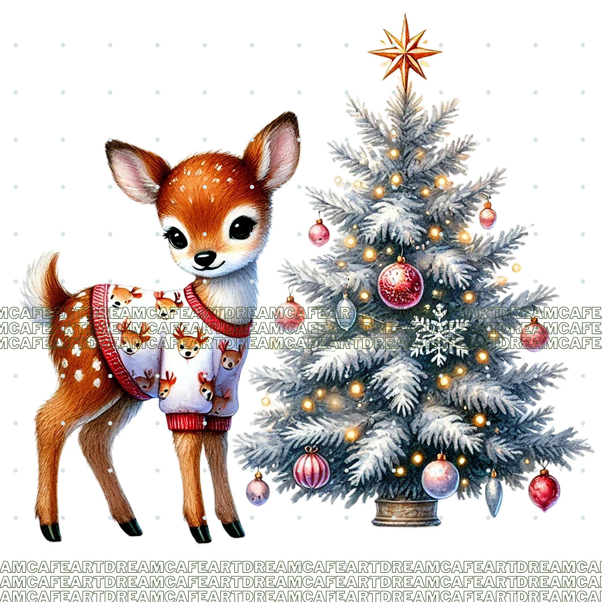 27 PNG and JPG, Christmas Deer Clipart Bundle,christmas Fawn Clipart ...
