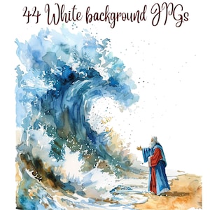 44 JPG, Biblical Scenes, Noah&#39;s Ark Clipart, Watercolor Bundle, Christian Clipart Set,Noah&#39;s Ark Digital Image, Bible Clipart, Card,Wallart