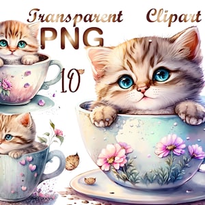 10 Kitten Watercolor Clipart PNG, Kitten png, Cute Kitten, Baby Kitten Clipart, Kitten Clip Art, Cat png, Commercial USe, Digital Download