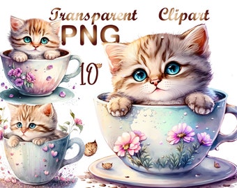 10 Kitten Watercolor Clipart PNG, Kitten png, Cute Kitten, Baby Kitten Clipart, Kitten Clip Art, Cat png, Commercial USe, Digital Download