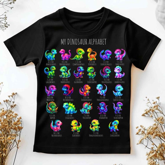 Types Of Dinosaurs Alphabet A-Z ABC Dino Identification PNG, kids dinosaur png, dinosaur tshirt design, kids tshirt design, dinosaur design
