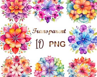10 Mandala Petunia Clipart PNG, Mandala png, Mandala spring clipart, mandala sublimation, mandala clip art, digital download, commercial use