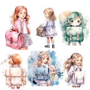 41 Watercolor Back to School Clipart JPGs, Copy, Digital Planner, Paper crafts, Scrapbooking, Instant download, Back to School