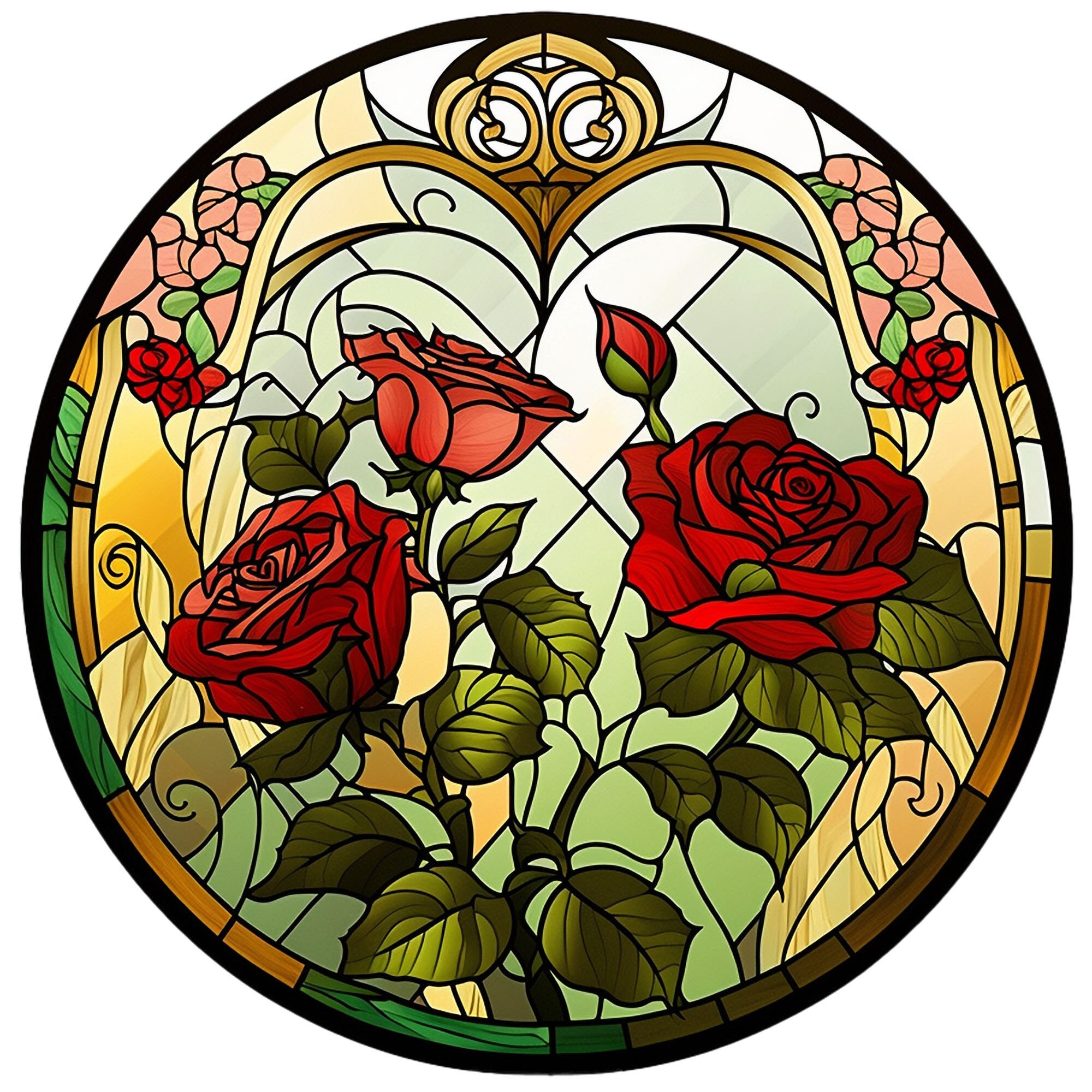 10 Stained Glass Roses Png Glass Roses Clipart Watercolor Etsy UK