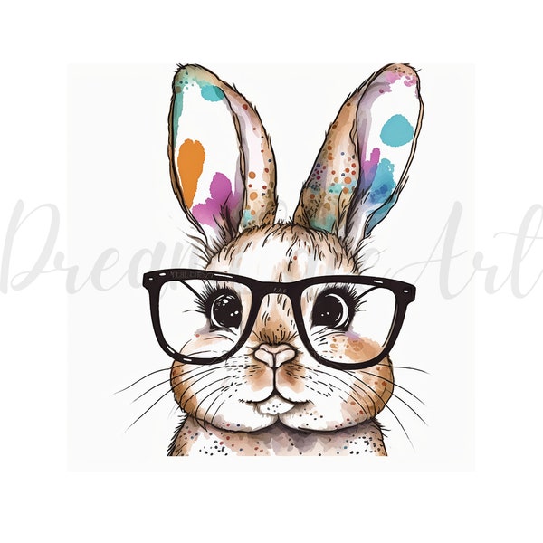 10 JPGs, Cute Bunnies in Glasses Clipart - High Quality JPGs- Digital Download, Digital planners, Clip Art,rabbit clipart, funny bunny image