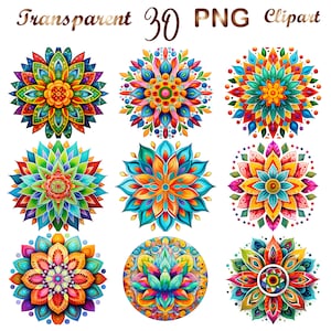 30 Mandala Clipart PNG, Mandala png, mandala sublimation, mandala clip art, digital download, commercial use