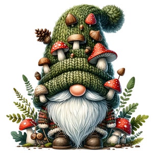 24 Jpgs, Mushroom Gnome Clipart Bundle,gnome Clipart,garden Gnome With ...
