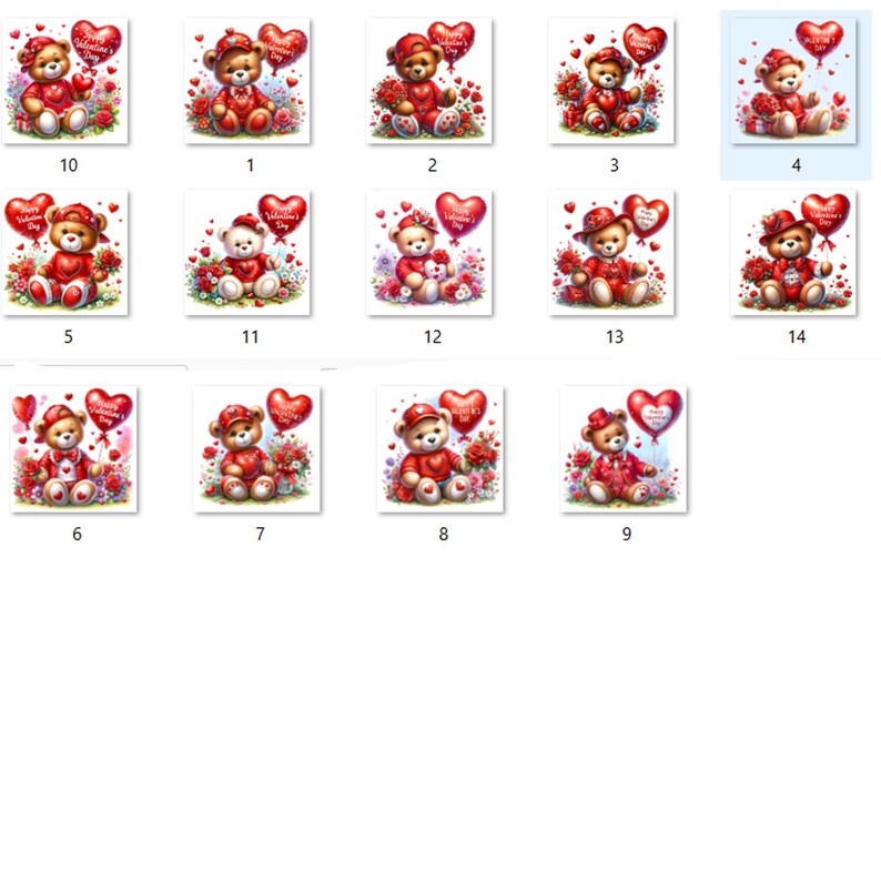 14 PNG, Valentine's day Clipart,Love Teddy, Valentines Bear clipart,Commercial Use,Digital Download, Card Making,Mixed Media, Paper Craft afbeelding 11