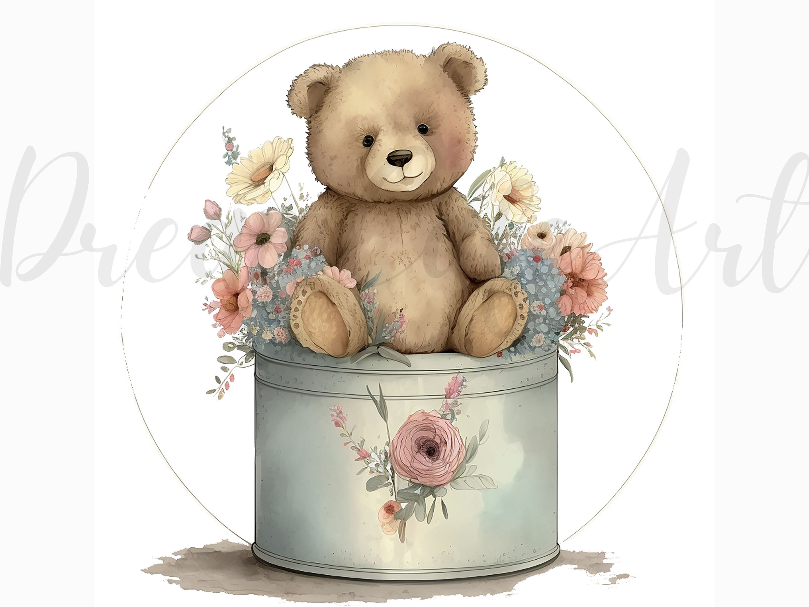 12 Watercolor Teddy Bear Free Commercial Use Digital Images 