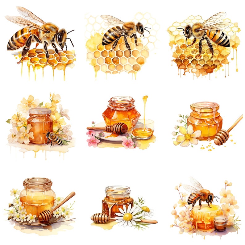 bee clipart,bee invitation,bee png,bees and flowers,bee watercolor,commercial use,garden art,honey bee clipart,honeybee clipart,honey clipart,honeycomb background,watercolor clipart,watercolor flowers