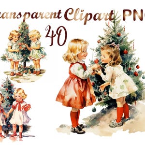 40  Watercolor Victorian Christmas Clipart png, Christmas png, merry christmas png, sublimation design, christmas clipart, Digital Download