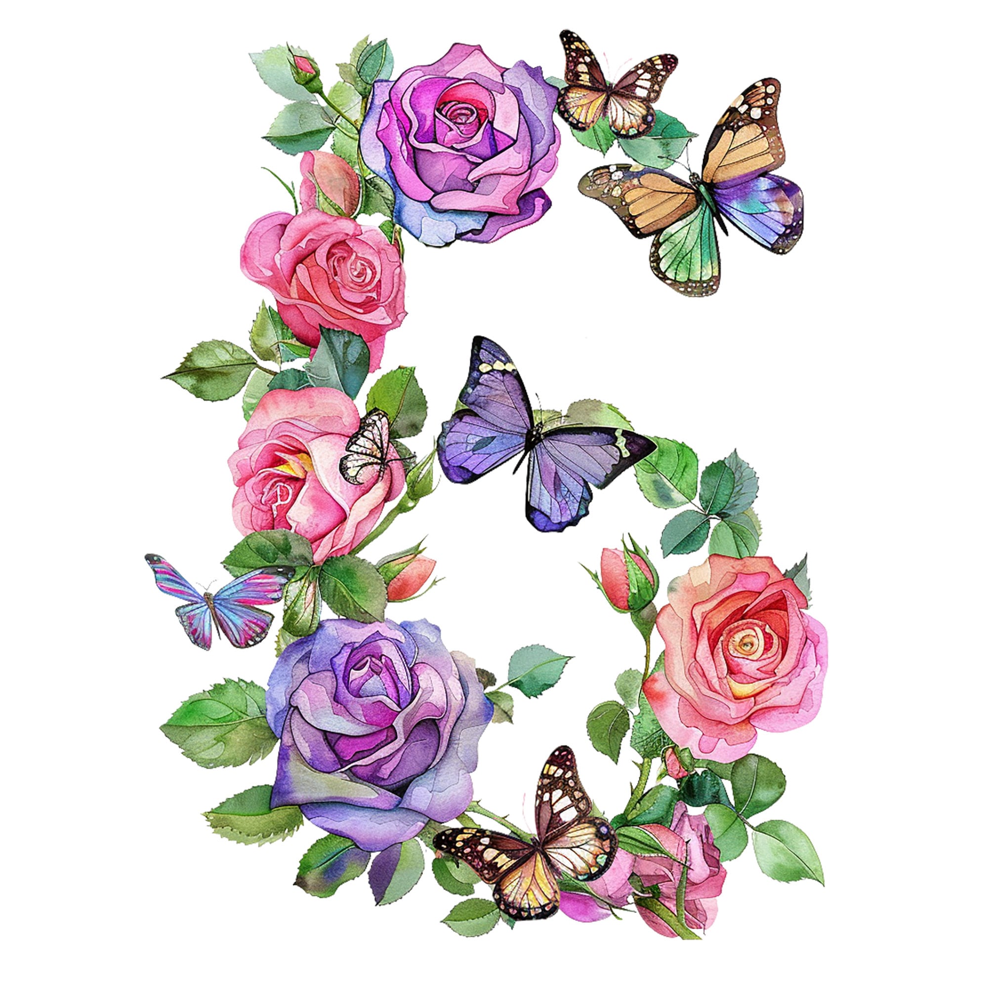 Floral Numbers Clipart Bundle, Roses Numbers Clipart Bundle,roses ...