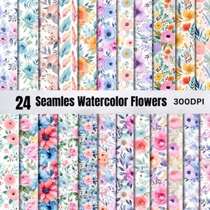 24 Aquarellmuster - Nahtloses Muster - Kommerzielle Nutzung, Digitales Papier, Wiederholendes Muster für Stoff, Geschenkpapier, Scrapbooking, Kartenherstellung