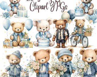 20 Teddy Bear Clipart JPGs, High Quality, Digital Planner, Paper crafts, Watercolor, Teddy bear, Teddy Bear,Cute Teddy bear,Teddy clipart