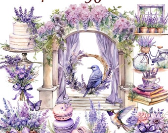 50 PNG, Watercolor Lavender Clipart, Lavender png, lavender clipart, watercolor lavender,lavender clip art,lavender flowers,lavender bouquet