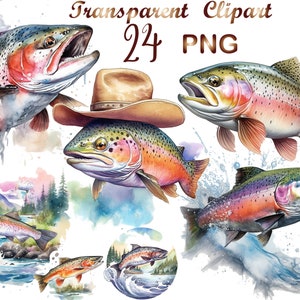 24 Trout Fish PNG, Watercolor Trout, Freshwater Fish Clipart, Trout Swimming PNG, Fish png, Commercial UseFishing