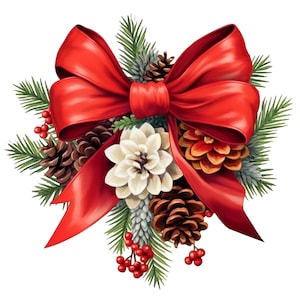 10 Christmas bows, High Quality JPGs, Digital Download - Card Making, Mixed Media, Digital Paper Craft, Christmas clipart