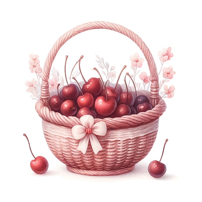 30 PNG, Watercolor Farm Basket Clipart Bundle, Farm Basket Vegetables