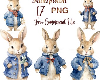 17 Bunny Rabbit Clipart PNG, Bunny PNG, Cuddly Bunny Sublimation, Bunny Clipart, Bunny  Watercolor, Commercial USe