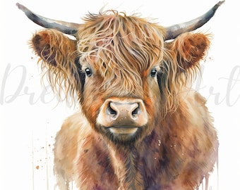 10 Highland Cow Clipart - High Quality JPGs - Digital Download - Card Making, Clip Art,Digital Paper Craft,Highland cow,Highland cow clipart